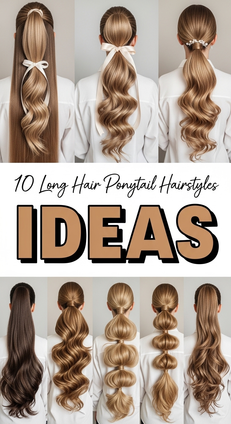 10 Long Hair Ponytail Hairstyles Ideas