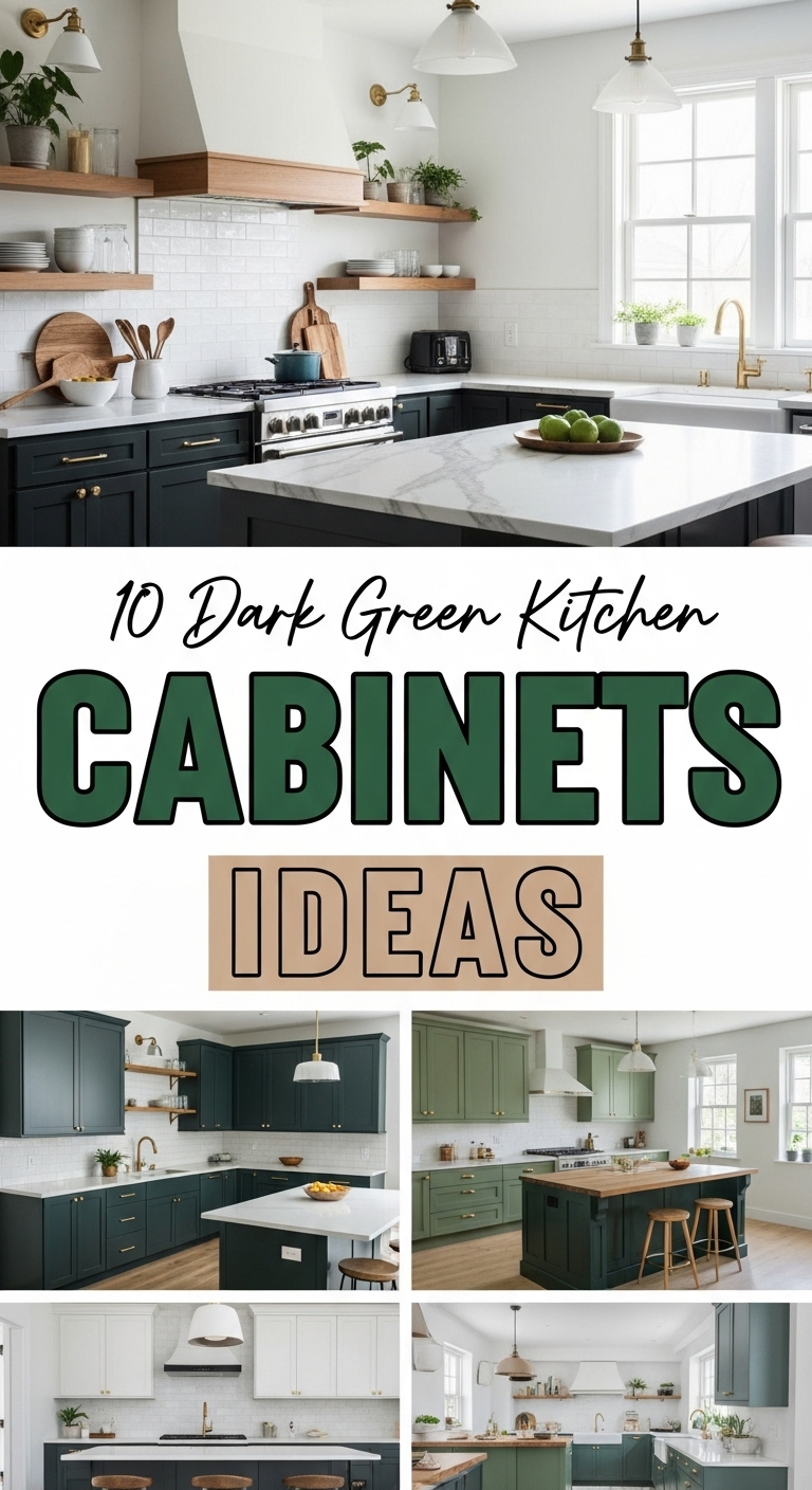 10 Dark Green Kitchen Cabinets Ideas