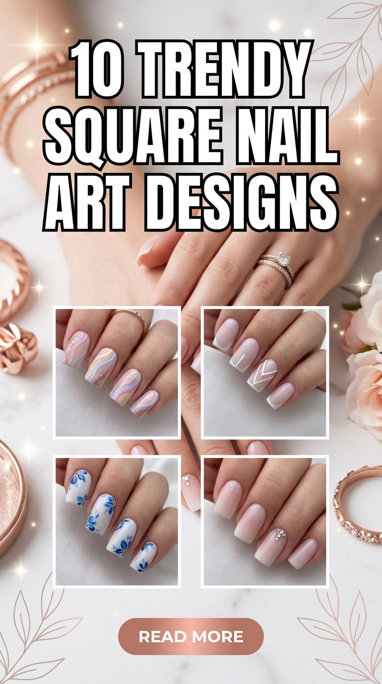 10 Nail Art Design Ideas for Square Nails